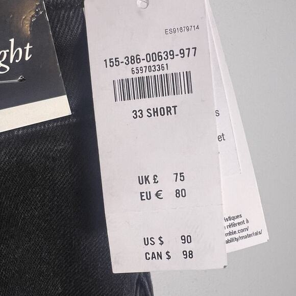 NWT A & F 90s Straight Leg Mid Rise Curve Love Jeans Denim Black Sz 33 Short - Picture 8 of 12
